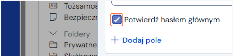 Ustawienia elementu - Bitwarden