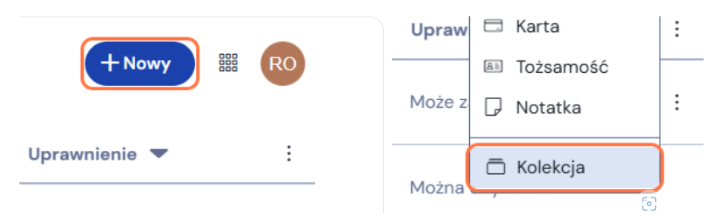 Tworzenie nowych kolekcji - Bitwarden